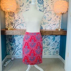 JCrew Red Blue Paisley Skirt